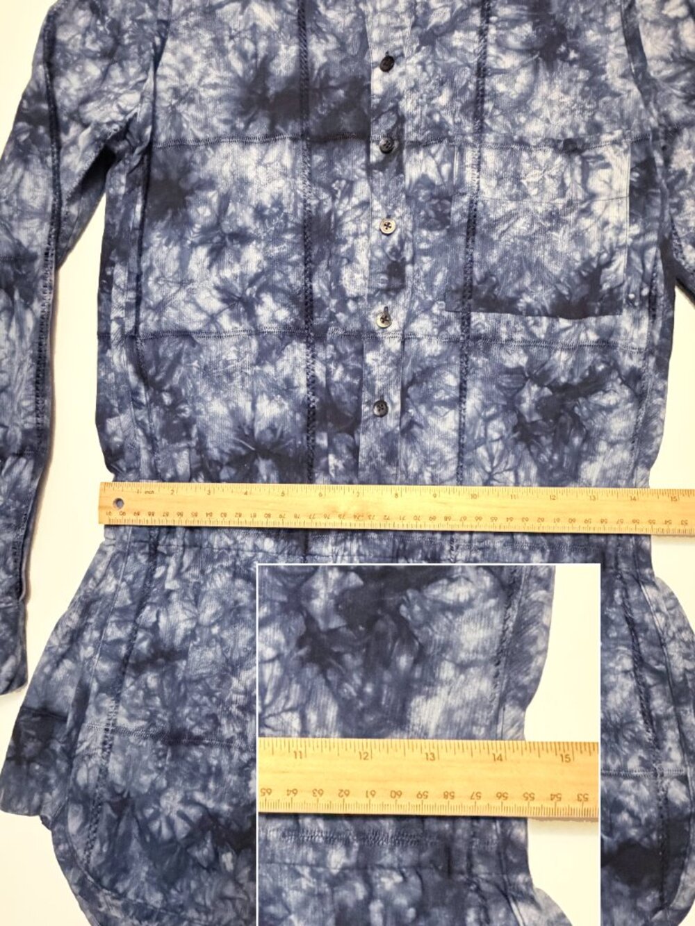THAKOON Indigo Shirt Dress Skort Romper Shibori Tie Dye Long Sleeve Size 2 - Picture 7 of 11